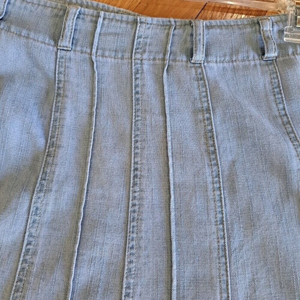 Vintage Y2K Denim Pleated Skirt Side Zip Light Wash Broomstick Size 32" Waist - Picture 4 of 8